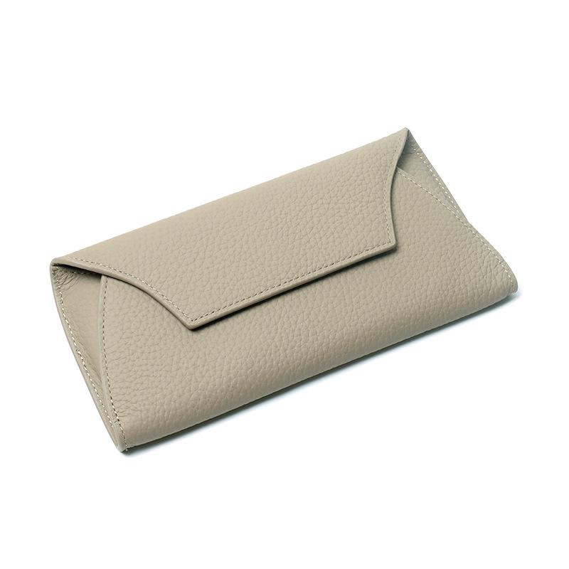 The First Layer Of Cowhide Creative Versatile Long Wallet Women'S Simple Leather Glasses Case Wallet Can Be Placed On Mobile Phones