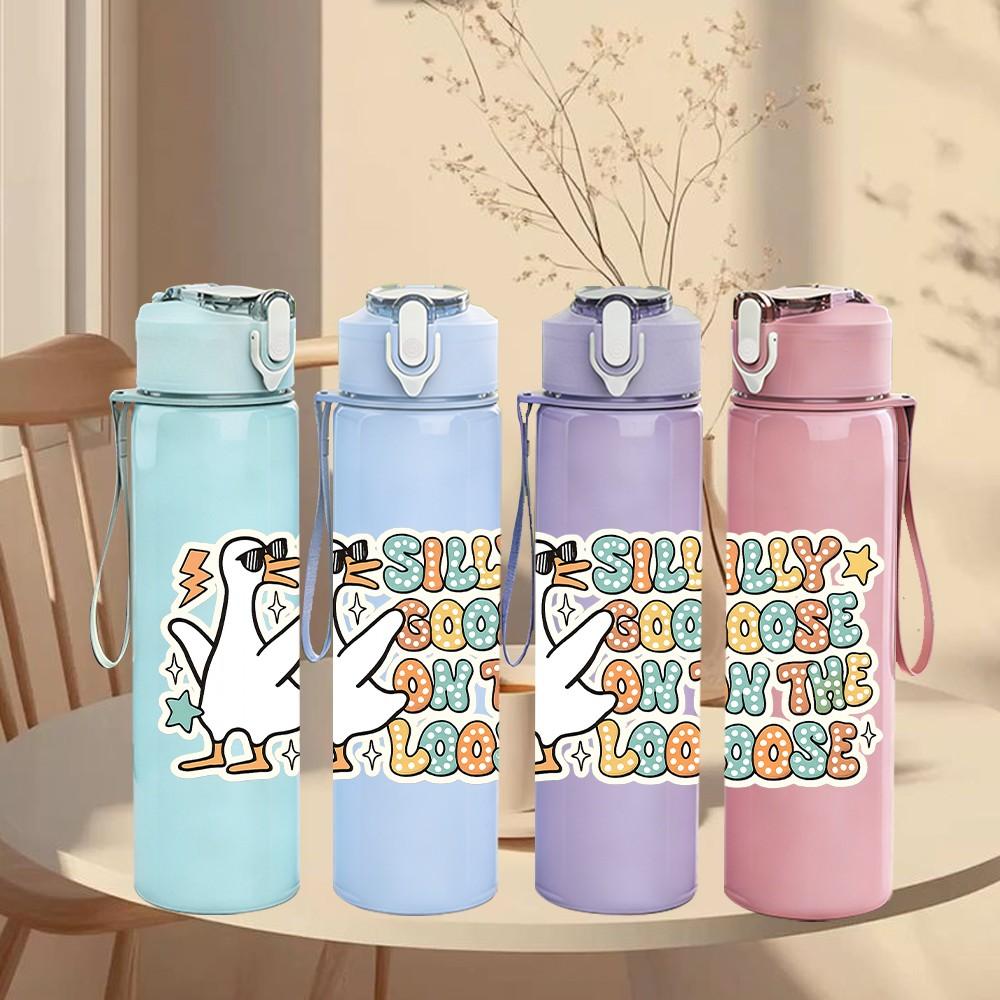 1PC Sisters Soul Mate Hand Letter Print 750ml Color Plastic Sports Water Bottle Leakproof Flip Straw Lid Suitable for Sports Office Home Use