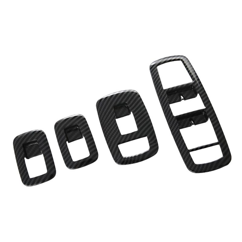 4pcs ABS Carbon Pattern Window Lift Switch Button Trim Panel Cover For Dodge Ram 1500 Off-Road - Car Accessories
