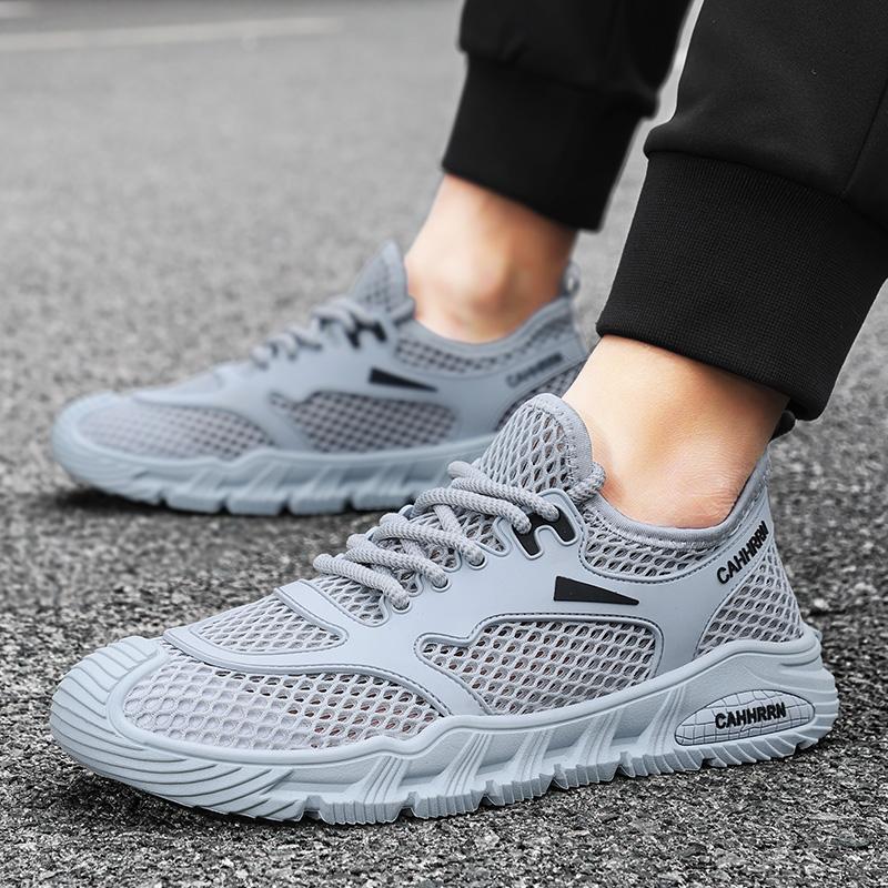 Fashion Mesh Sneakers for Men Handmade Shoes Men Blue Sneakers Outdoor Summer Comfortable Transparent Mesh Walking Shoes Korean Edition