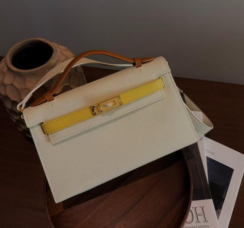 2025 New Genuine Leather Women's Bag With Palm Pattern Color Blocked 22cm Mini First Generation Kaili Bag Fashion Handheld Genuine Leather Bag