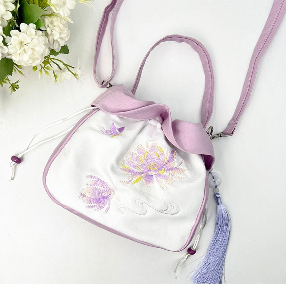Handbag Flower Drawstring Bucket Bag Rabbit Small Messenger Bag Embroidery Crossbody Bag  Children