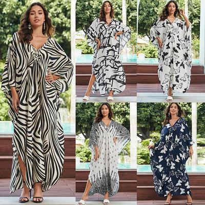 European & American Women's Cotton Sun Protection Beach Cover-Up Maxi Dress