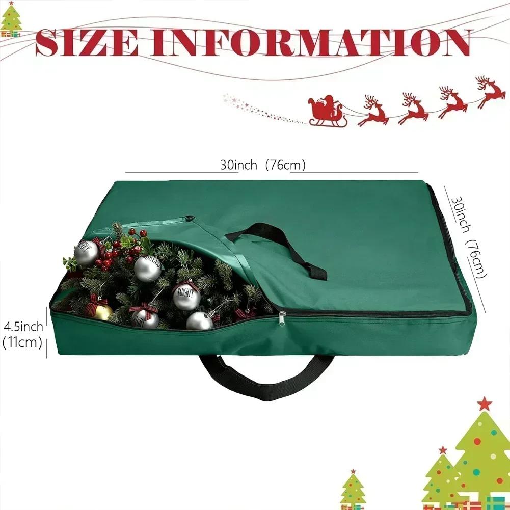 

Heavy Duty 600D Oxford 30 Inch Square Storage Bag for Wreaths with Handles for Holiday Decoration Organization зелений