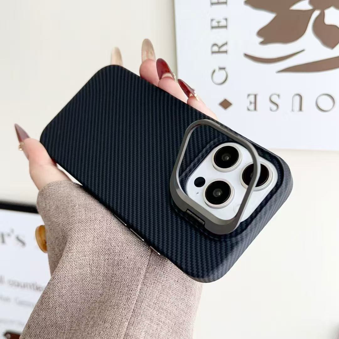 

Подходящий для IPhone16proMax Кевларовый Клетчатый Магнитный Чехол для Телефона, Держатель для Объектива Apple 15, Противоударная Жесткая Крышка iPhone14proMax