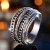 Charm Female Small Black Zircon Stone Finger Engagement Ring Vintage CopperColor Wedding Band Bridal Jewelry For Women