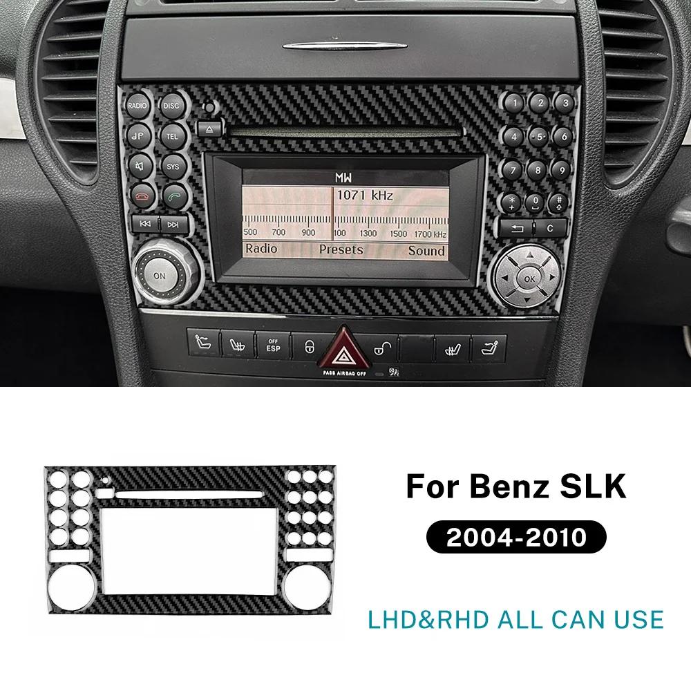 

Central Control Button Panel Trim Sticker For Mercedes Benz SLK R171 2004 2005 2006 2007 2008 2009 2010 Real Soft Carbon Fiber Black LHD RHD