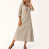 Elegant Long Boho Beach Maxi Dress For Women V Neck 3 4 Sleeve Summer Dress
