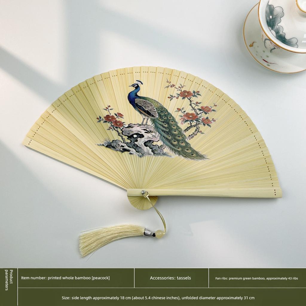 All-Bamboo Folding Fan, Ancient Style, Compact, Portable, Foldable Gift Fan, Chinese Style, Hanfu, Cheongsam, Photo Shoot, Dance Fan