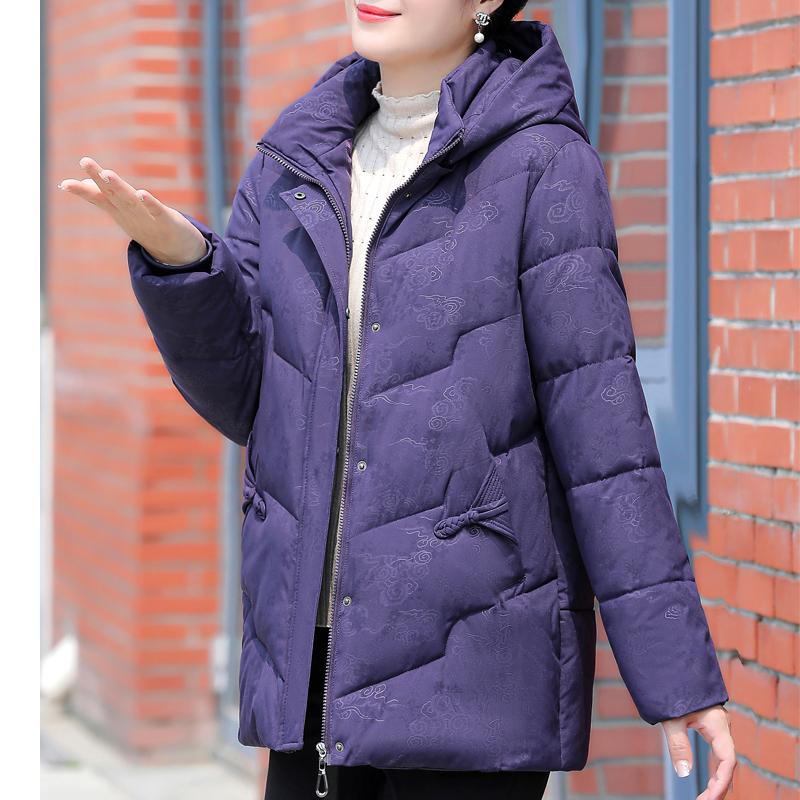 Palton de iarnă pentru femei de vârstă mijlocie cu glugă, mărimi mari, îmbrăcăminte exterioară elegantă, largă, groasă, caldă, parka, jachete pentru doamne