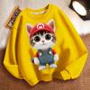 Cute Cat Round-neck Sweatshirt for Children, Long-sleeved Casual Sweatshirt for Boys and Girls in Spring and Autumn