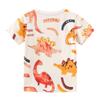 Fashionable Children's T-Shirt Summer Short-Sleeved T-Shirt for Young Children Cartoon Dinosaur Print Knitted Cotton Crew Neck Top