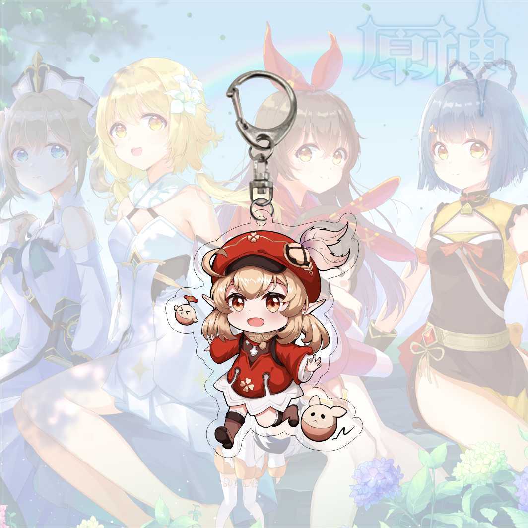 

Брелок для ключей с рисунком аниме Genshin Impact, акриловый двухсторонний прозрачный брелок для ключей, аксессуары, ювелирные изделия для фанатов, подарки 6CM