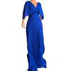 Women's Wedding Guest Dress High Waist V-Neck Chiffon Dress Batwing Sleeve Flowy A-line Pleated Maxi Dress