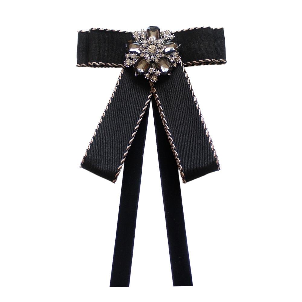 Simple Slim Ribbon Diamond Bowtie Rhinestone Shirt Bow Tie  Women Men Formal Wear Accessory