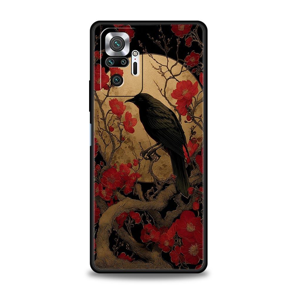 Black Raven Phone Case Cover for Redmi 14C 10C Note 15 14 13 12 10 11 K40 Pro Plus 5G Shockproof Soft TPU Shell Fundas Capa Bag