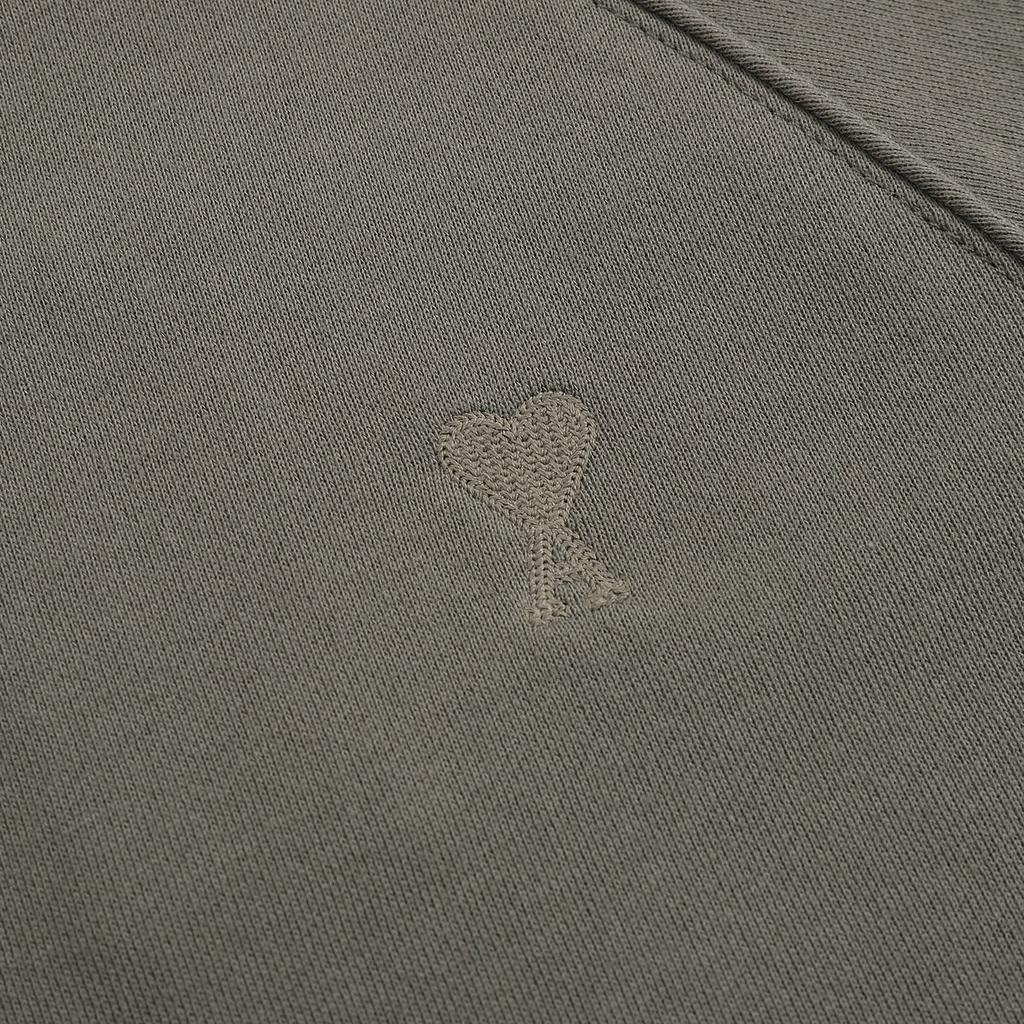 AMI 2025 Höst/Vinter Ny Kollektion Broderad Liten Kärlek i Samma Tygfärg Högkvalitativ Bomull Huvtröja med Rund Hals för Par