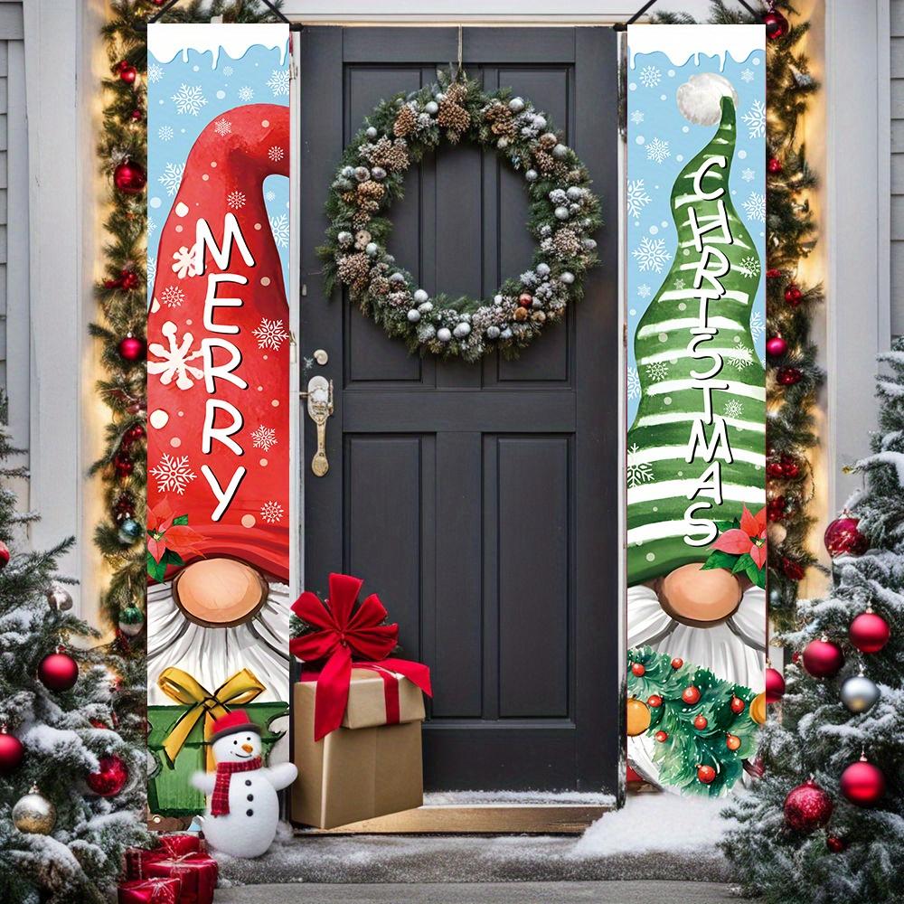 Merry Christmas Porch Sign Carnival 1 Pair Polyester Indoor Outdoor Decor