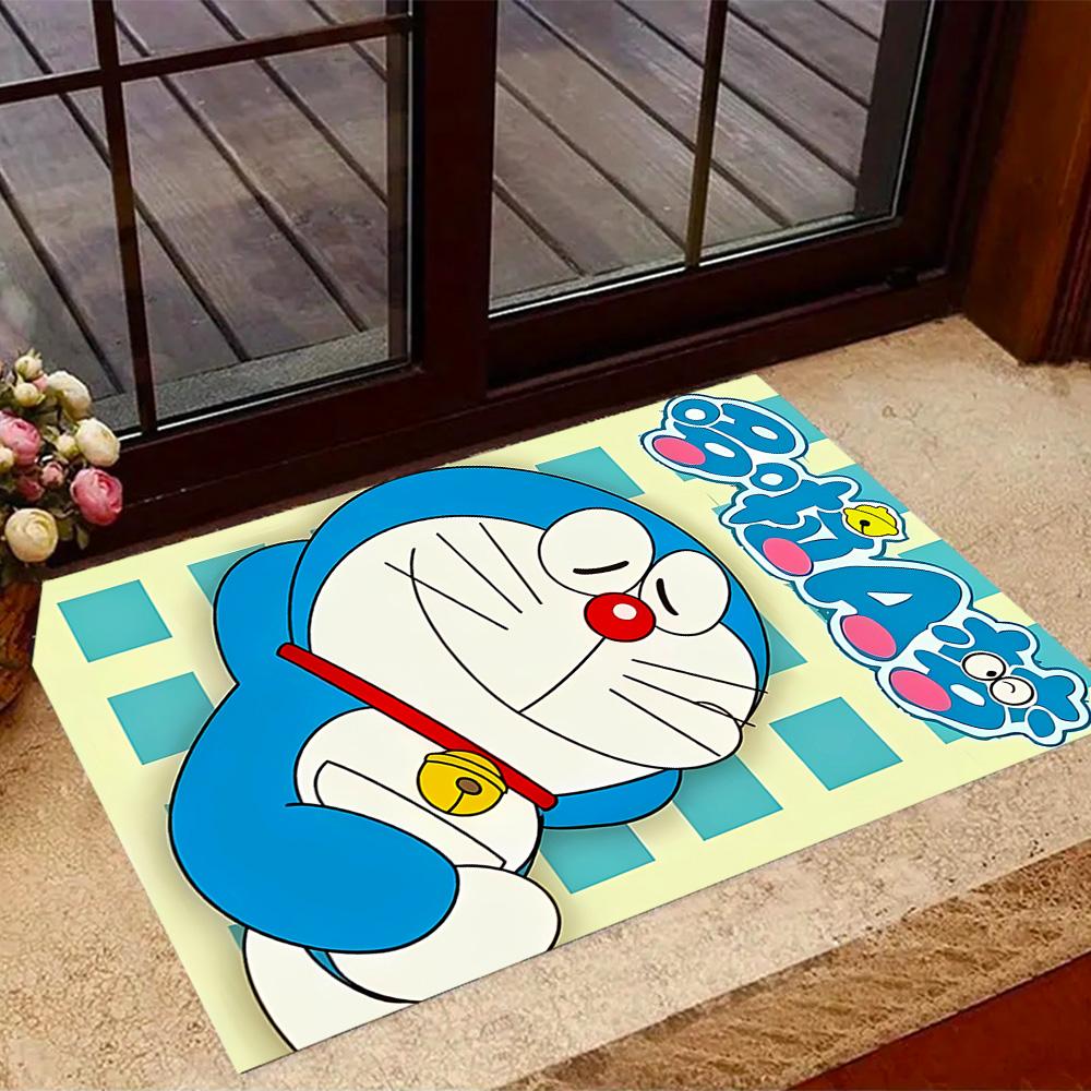 Doraemon Heart Adventure Themed Anti-Slip Rugs - Polyester Home Decor, Suitable for Bedrooms, Living Rooms, Doorways, Studios, and Decorations