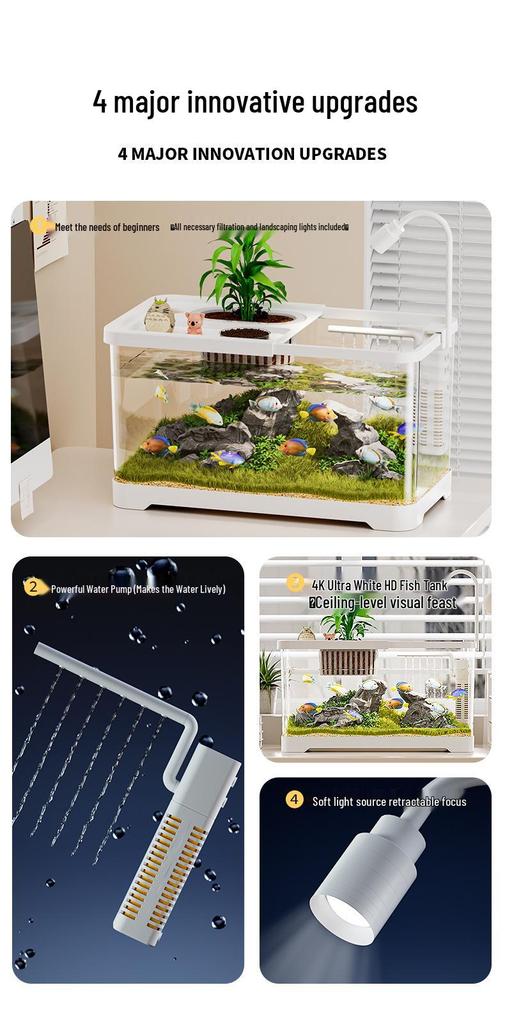 Stolní akvárium s vysokou průhledností, ekologickým filtrem a okysličováním