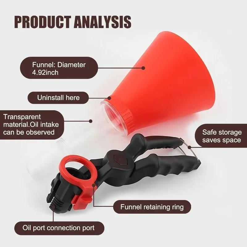 Car Engine Oil Filling Set Funnel with Adjustable Width Holding Clamp PVC Plastic Multifunctional Pour Oil Tool Auto Car Repair