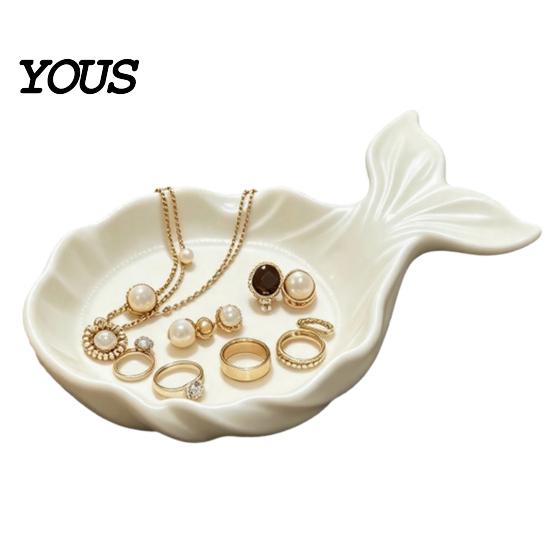 Dressing Table Organizer 3D Printed Fish Shape Jewelry Tray, Girlish Decorative Trinket Dish, Desktop Small Item Storage Tray for Dresser Entryway