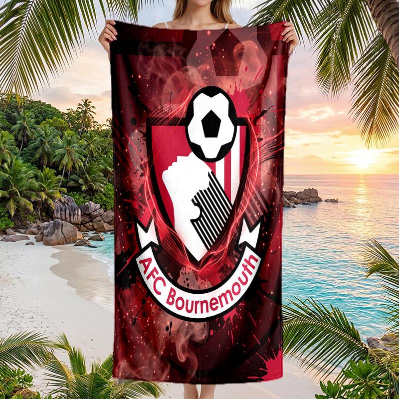 Bournemouth Fußball Strandtuch Weiches Mikrofaser Sommerhandtuch Schnelltrocknendes Saugfähiges Handtuch für Strand Schwimmbad Reisen