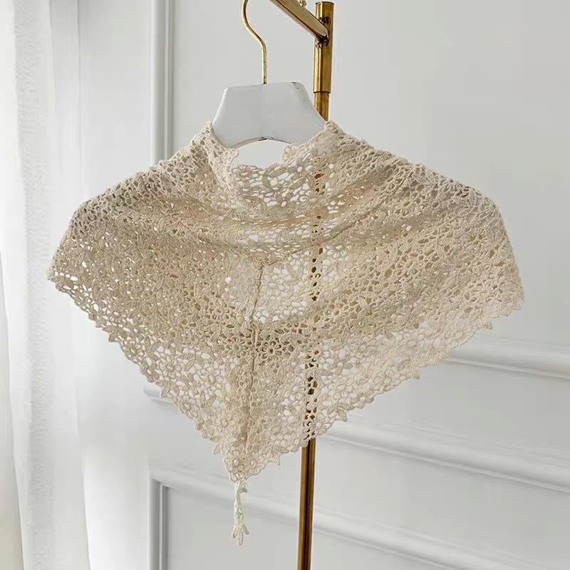 Small Shawl Short Sunscreen Wraps Small Scarf Outside Spring and Summer Thin Flower Lace Hollow Shawl