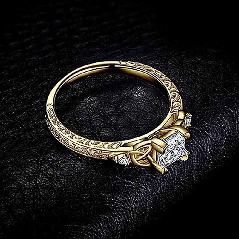 Huitan Nobel Princess Cubic Zirconia Ring for Women Charming Promise Wedding Band Jewelry Exquisite Versatile Finger Accessories
