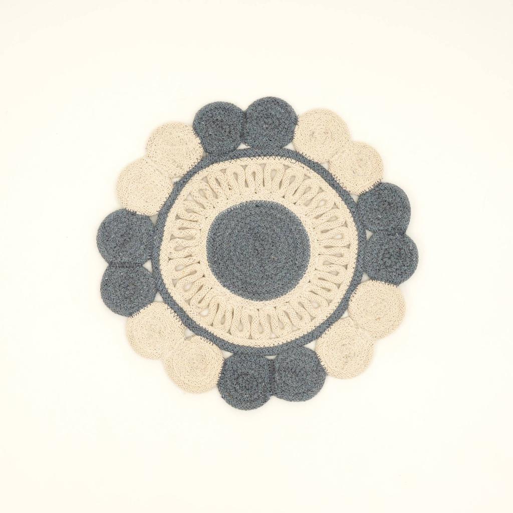 Blue Cotton Braided Placemat -Handcrafted Durable Table Mat for Dining