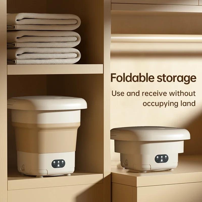 2025 New Washing Machine 11L Folding Big Capacity with Clothes Spin Dryer Bucket Travel Underwear Socks Panties Washing Machine