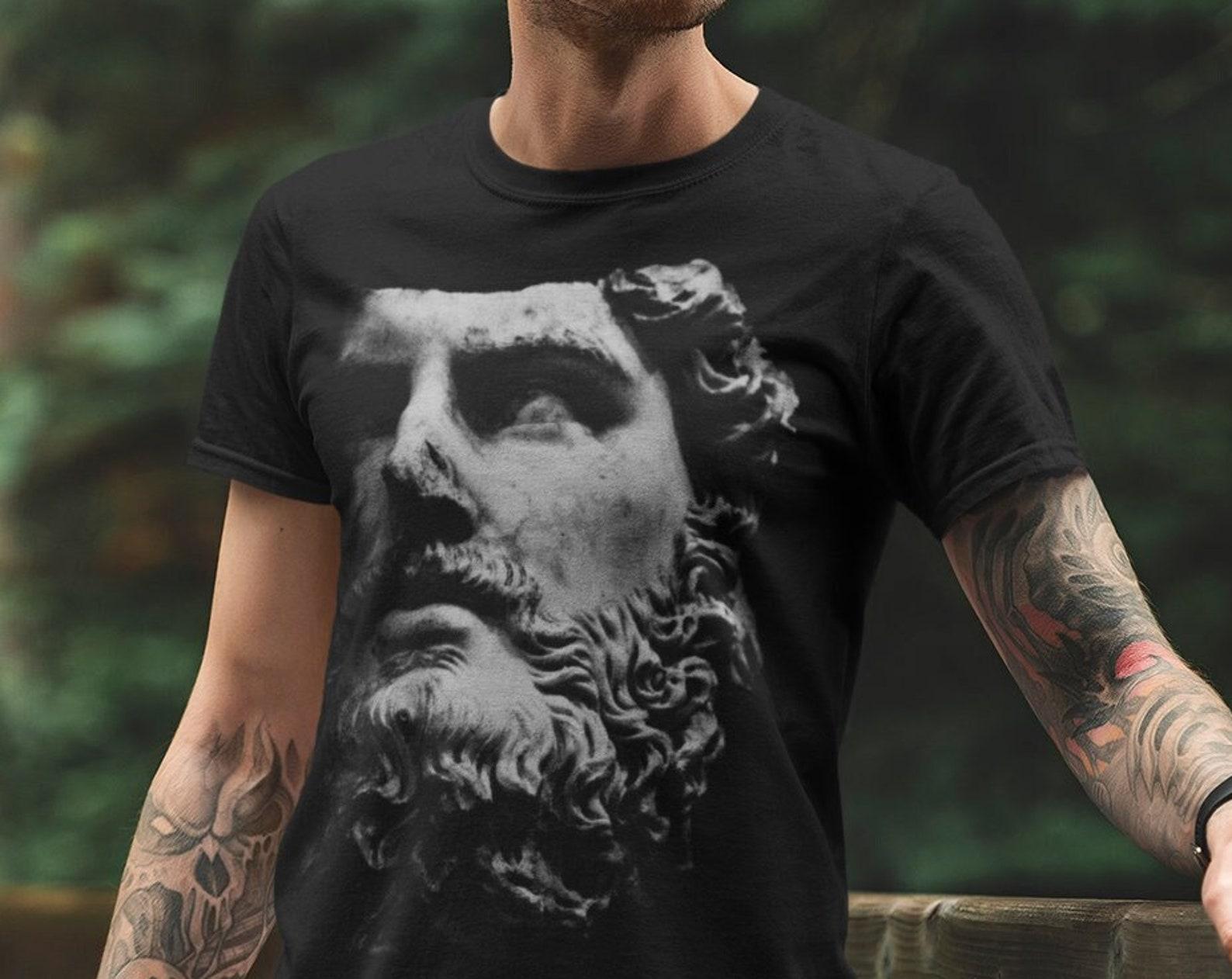 Dionisio / God T shirt / Dark Goth TEES/ God Is Dead/ Sculpture/ Hatching Draw Tattoo / XL