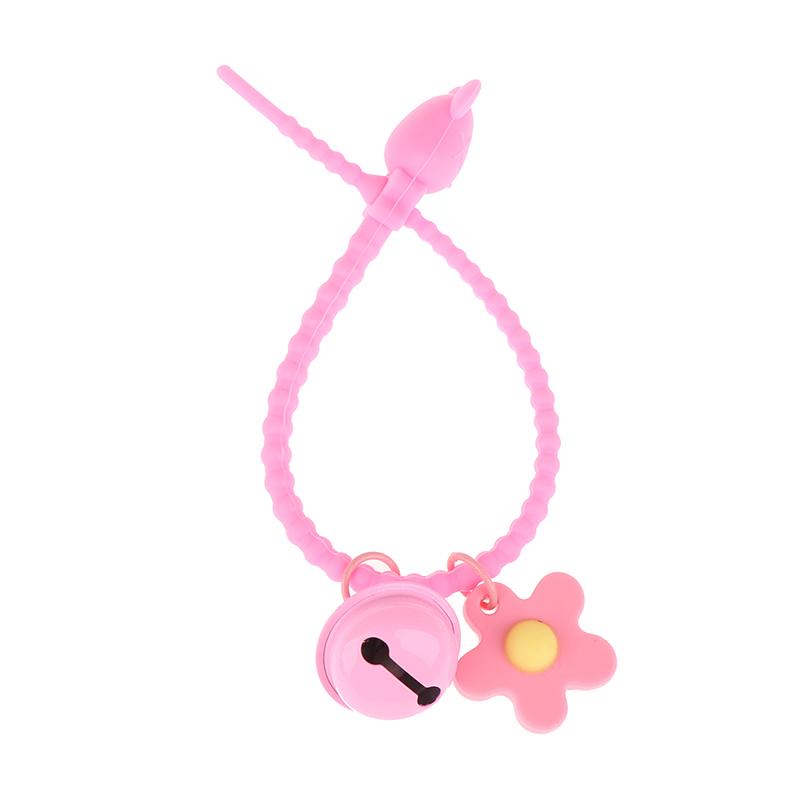 1Pc Sweet Candy Color Bear Head Bell Keychain Silicone Floral Keyring For Girls Bag Pendant Car Key Ring Backpack Decoration