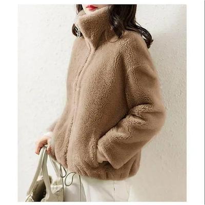Women's Winter Double Sided Fleece Warm High Neck Coral Fleece Top Jacket
