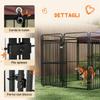 Outdoor Metal Dog Enclosure with Roof, 282x141x160.5cm, Brown