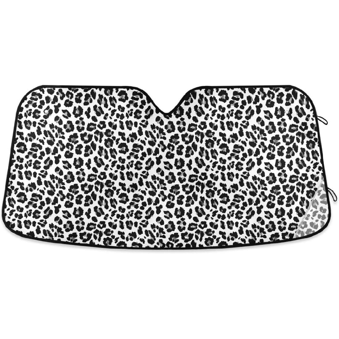 

Car Sunshades for Front Windshield Auto Sunshield Shade Foldable White Leopard Black Cheetah Car Sun Visor Blocks UV Rays Heat Protection SUV Truck S