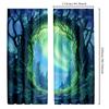 2pcs Moonlit Forest Curtains with Magic Trees and Full Moon Theme, Polyester, for Bedroom and Living Room