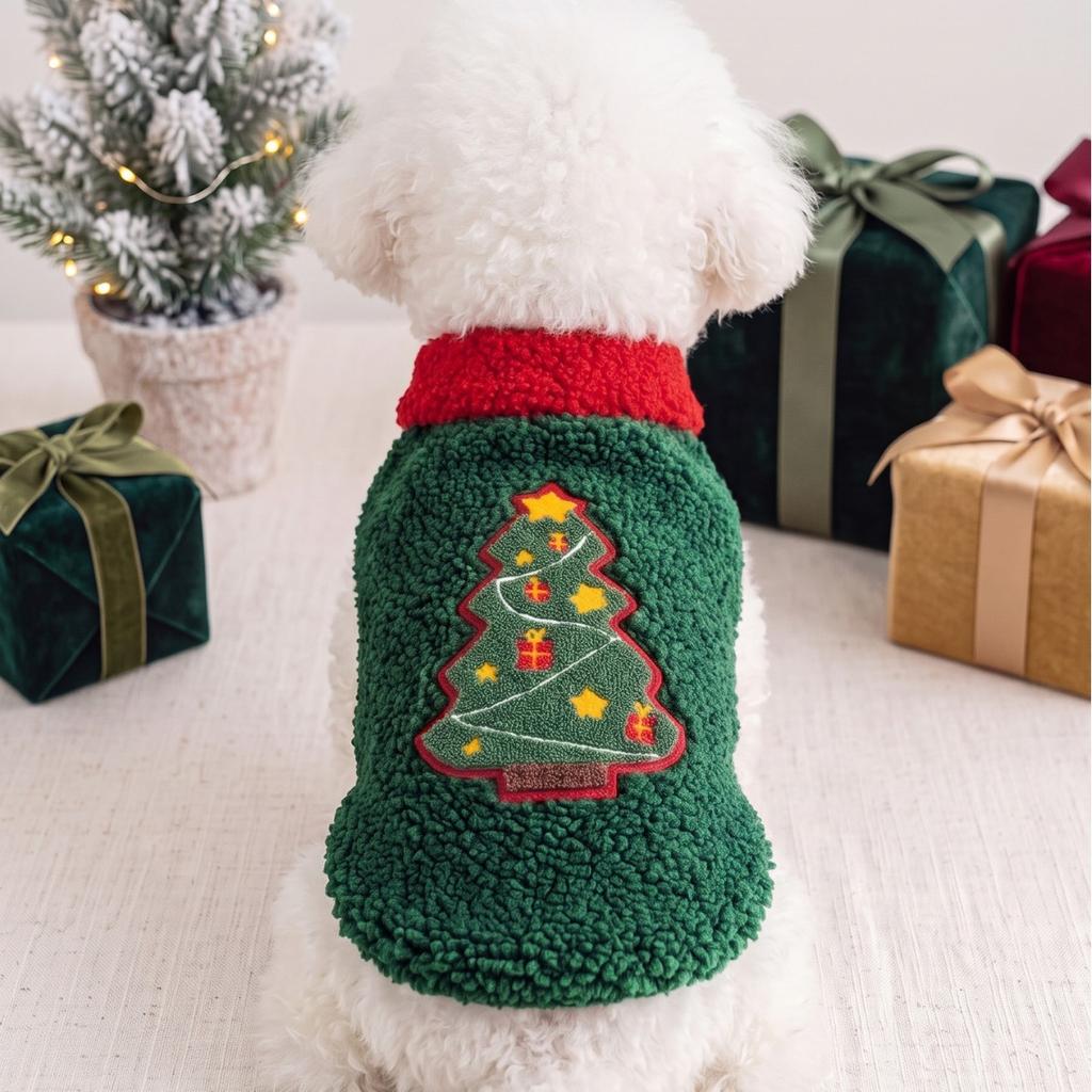 Christmas Pet Sweater Autumn and Winter Plush Warm Coat Teddy Cat Small and Medium-sized Dog Holiday Clothing