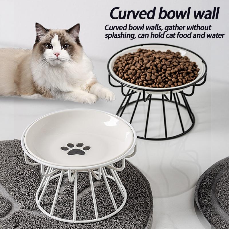 Nordic Style High Foot Pet Bowl Cartoon Neck Protection Anti Overturning Cat Dog Bowl Food Bowl