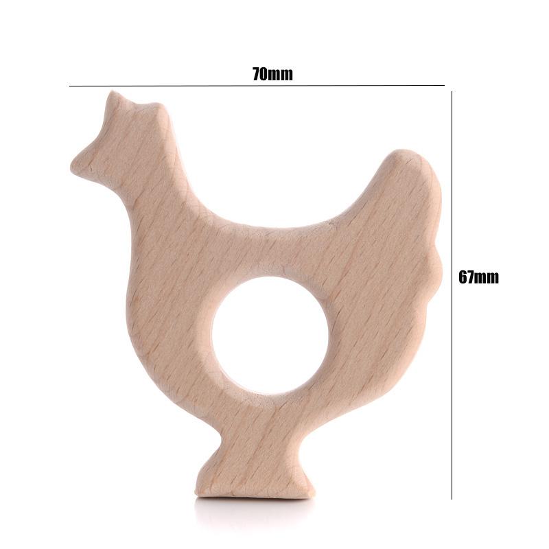 1Pcs Wooden Rodent Teethers Baby Cartoon Animals Rainbow Ice Cream Beech Teether Pendant For Baby Pacifier Chain Nurse Gifts Toy