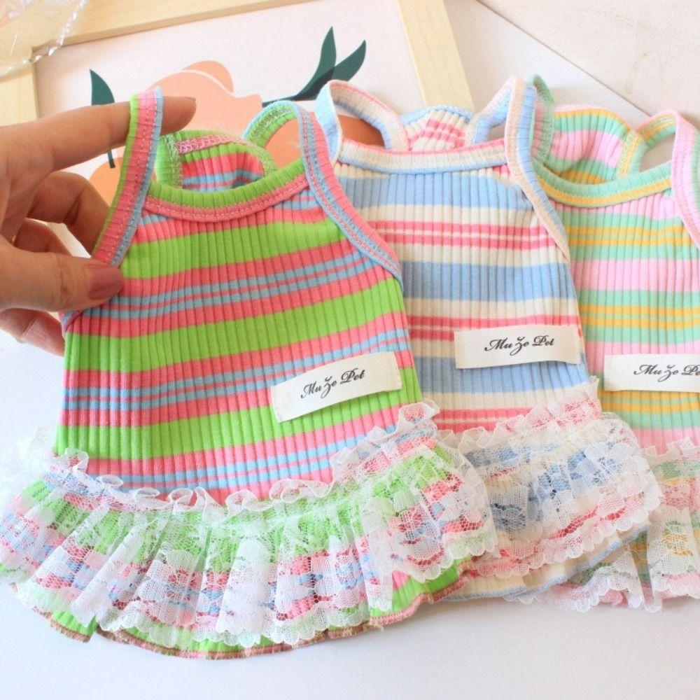 Breathable Dog Suspender Skirt Soft Pet Princess Dress Universal Stripped Dog Dress  Holiday