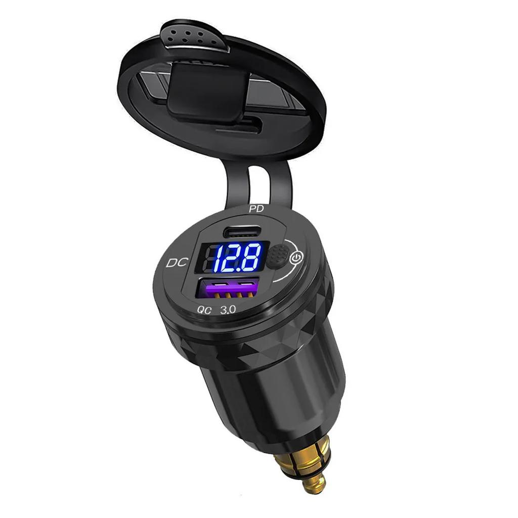 30W QC3.0 USB Type C PD Fast Charger Power Adapter Hella DIN Plug Socket For BMW R1250 1300GS For Ducati For Triumph Motorcycle