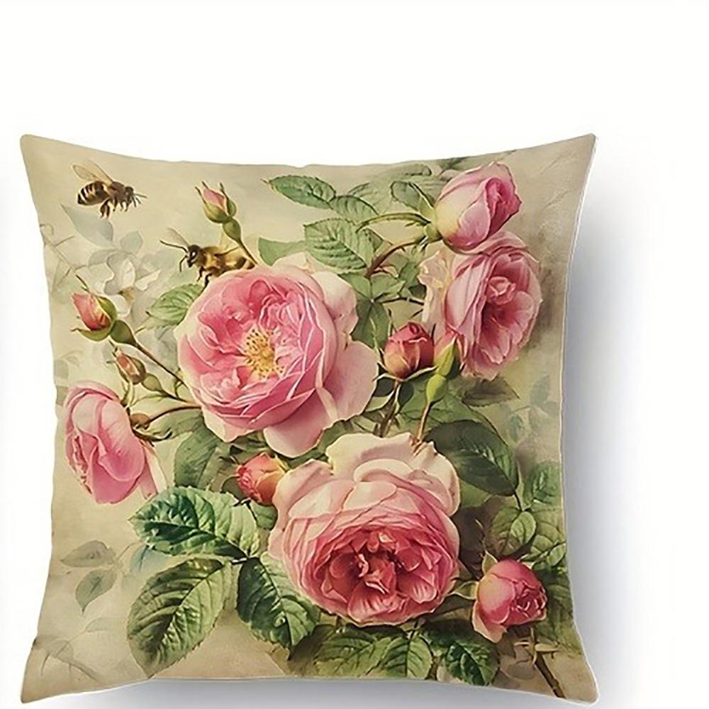 Rosa Rosen auf KissenbezügenGeeignet für Sofa, Auto, Schlafzimmer, dekorativer Kissenbezug, Kissenbezug
