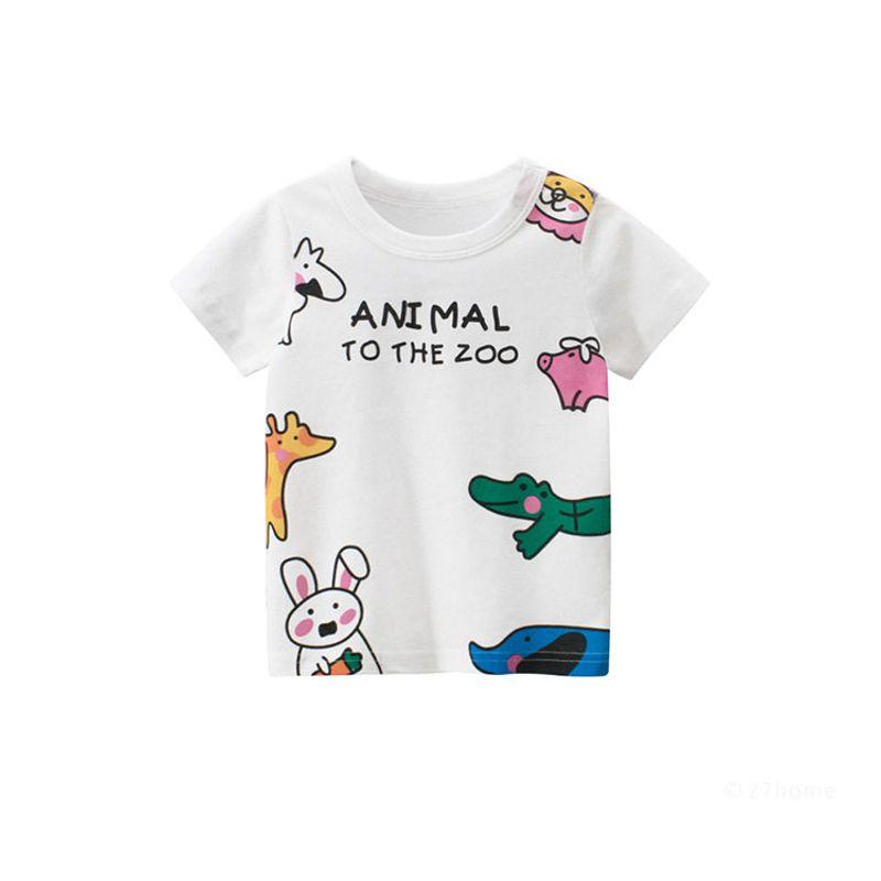 Бренд Внешняя торговля Детская одежда 2026 Лето Новый стиль Девочки Хлопок Мультяшный принт Футболка с коротким рукавом Детская одежда Ins Ht 957m White 110