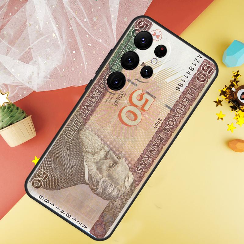 Lithuania Litas Money Funda For Samsung Galaxy S24 Ultra S23 S22 Plus S21 S20 FE S8 S9 S10 Note 10 20 Ultra Case