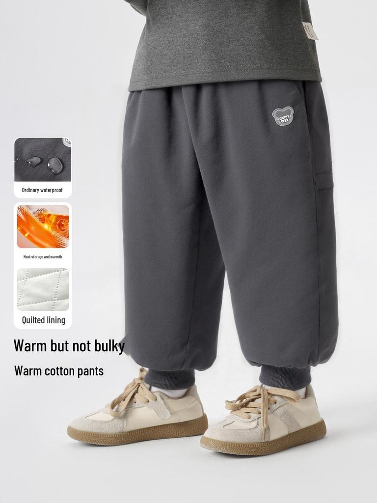 2025 European Boys' Padded Cotton Pants: Warm Woven Trousers for Toddlers & Children - New Autumn/Winter Collection
