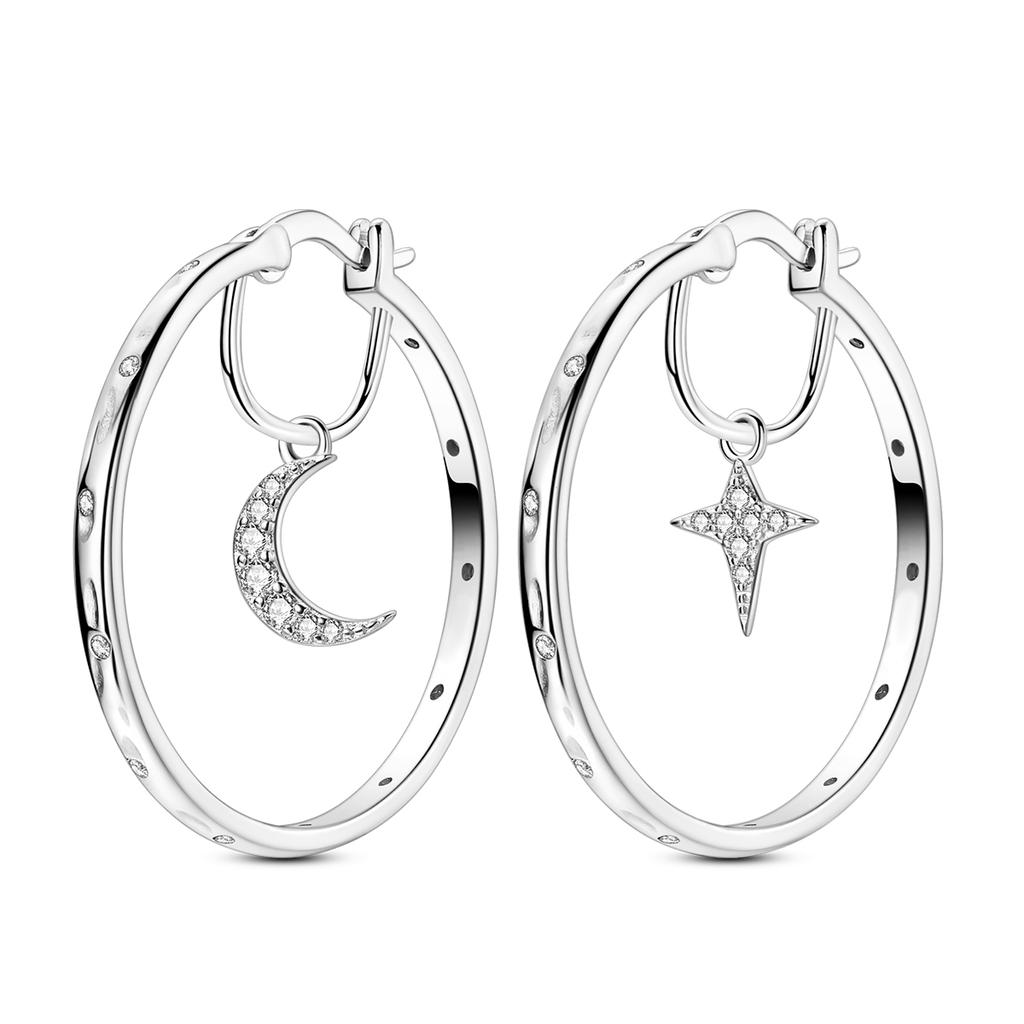 Star Series Copper Earring For Woman Sun Moon Hoop Earring Fine Jewelry Birthday Party Gifts