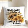 Sunflower Bee Pillow Case  Soft Pillow Cover Fashion Cushion Cover For Sofa Home Decor