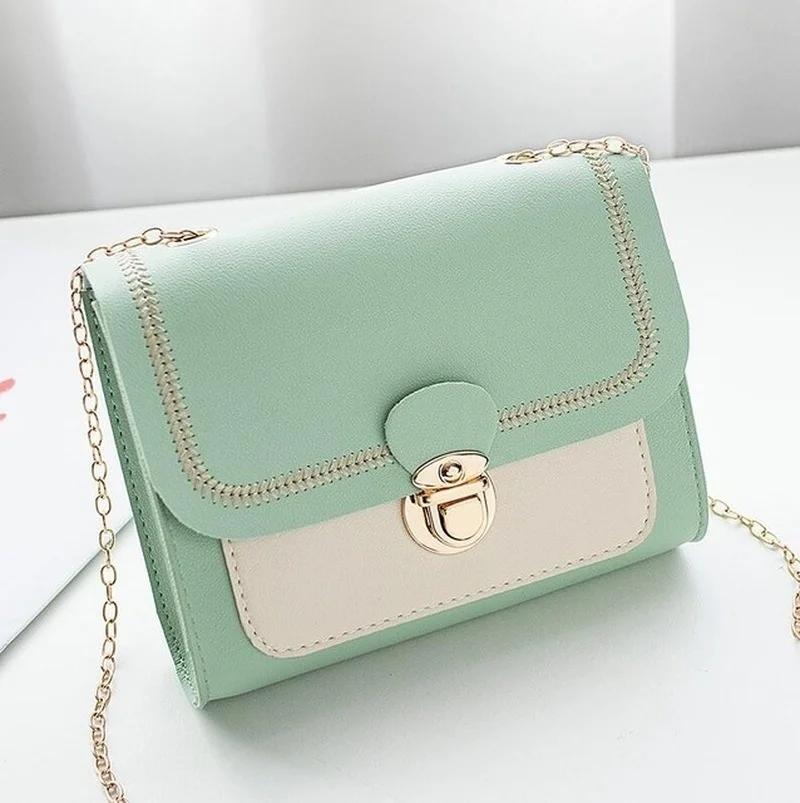 1 Pcs New Korean Style New Fashion Small Square PVC Bag Versatile Ins Color Block Single Shoulder Crossbody Chain for Women's