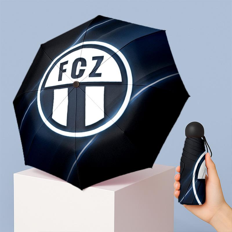 FC Zürich Mini 5 Fold Pocket Umbrella Compact Lightweight Anti UV Rain Sun Protection Umbrella Portable Travel Umbrella